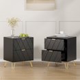 thumbnail image 1 of eclife Set of 2 Black Nightstand with 2 Drawers, Modern Bedside Table with Gold Handles for Bedroom or Living Room, 1 of 12