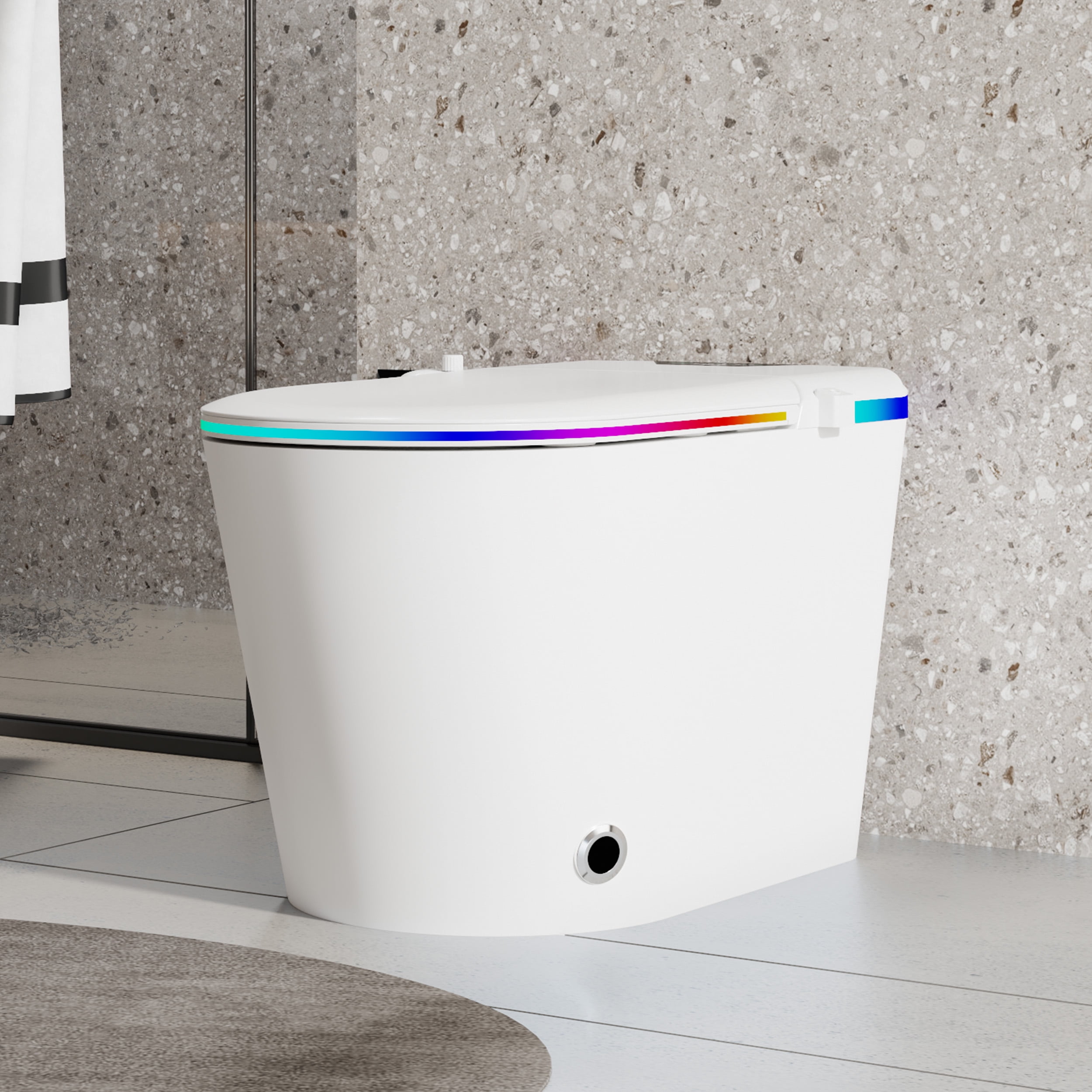 eclife TT007WH-S Smart Bidet Toilet, Heated Seat, Warm Wash, Dry, Auto Flush, Remote Control, 17 in, White