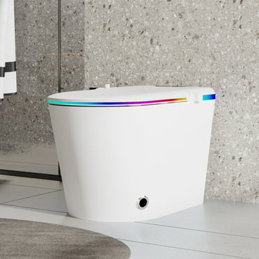 Eclife TT007WH-S Smart Bidet Toilet, 17 in, White, Auto Flush, Massage Clean, Heated Seat, Warm Wash, Dry, Remote Control
