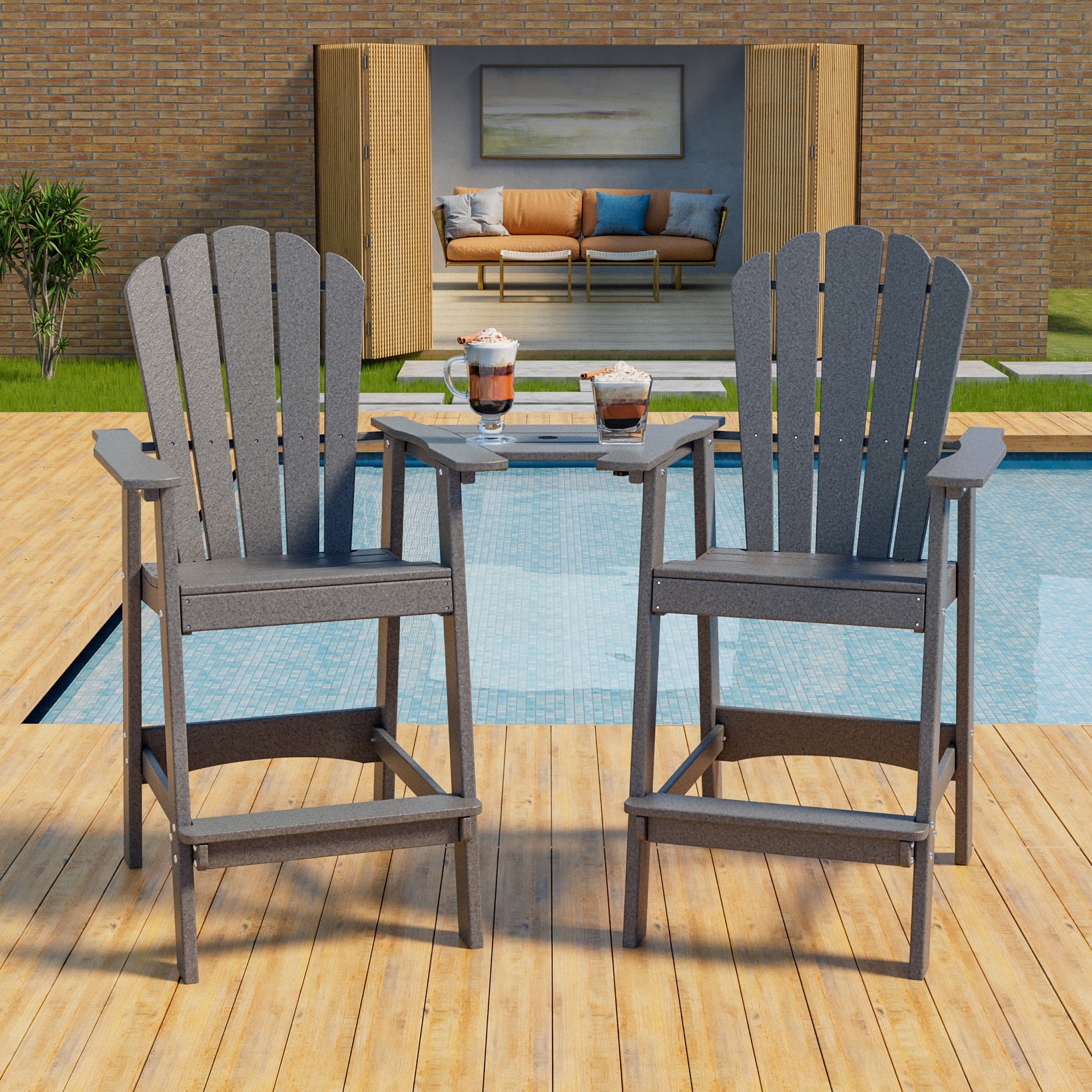 Chair Set Tall Adirondack Chairs And Table Counter Height High