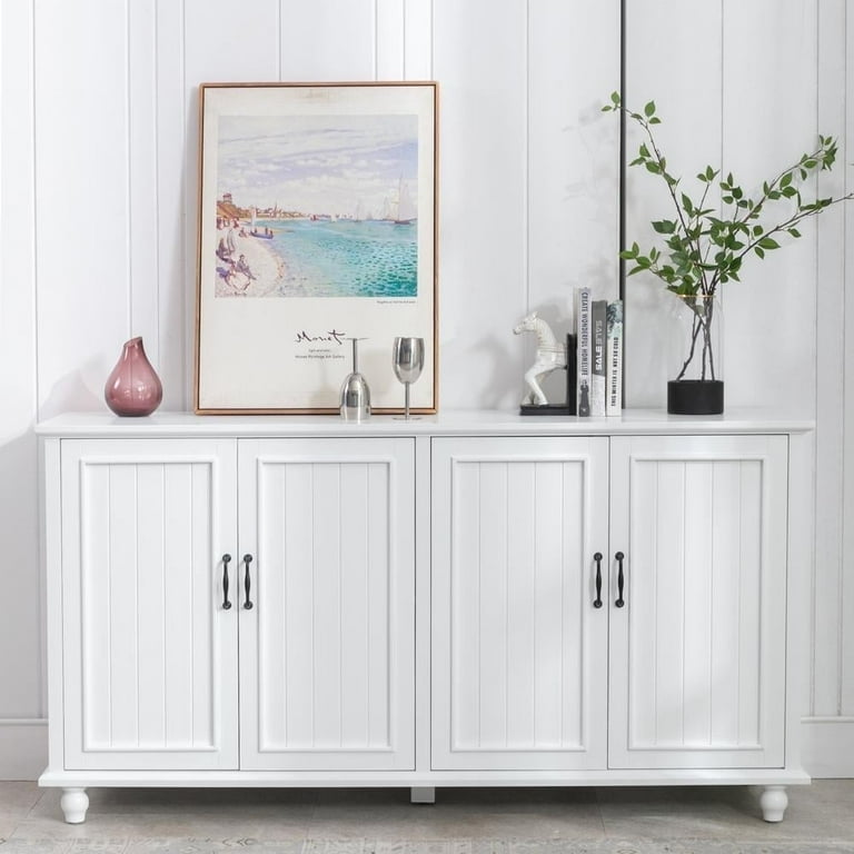 Eclife Retro Pantry Cabinets Sideboard Buffet, 4 Doors Eclife Retro Pantry Cabinets Sideboard Buffet, 4 Doors