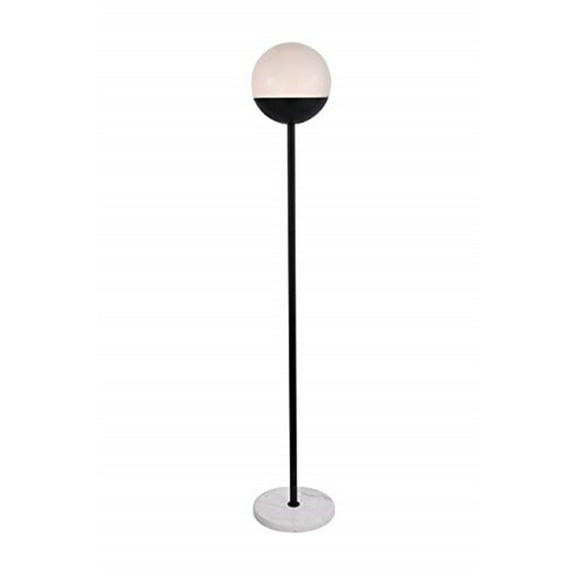 Eclipse 1 Light Black Floor Lamp With Frosted White Glass