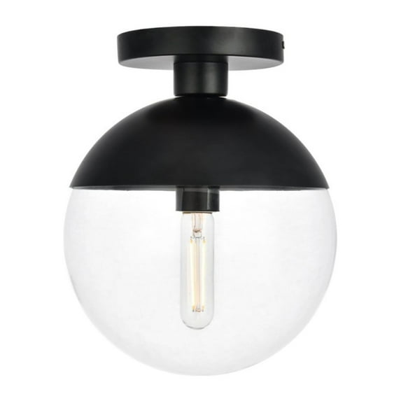 Eclipse 1 Light Black Flush Mount With Clear Glass