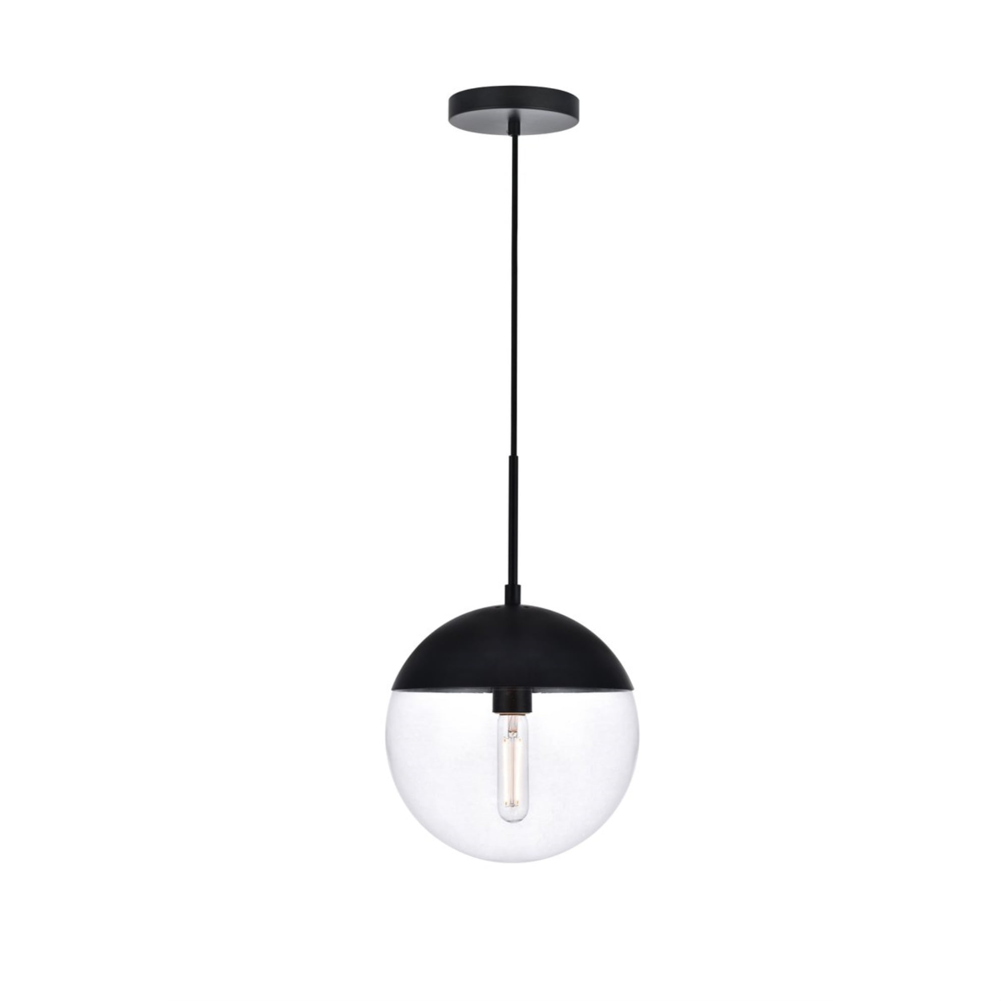 Elegant Black and Clear Glass Globe Pendant Light