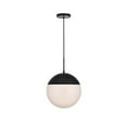 thumbnail image 1 of Eclipse 1 Light Black Pendant With Frosted White Glass, 1 of 7