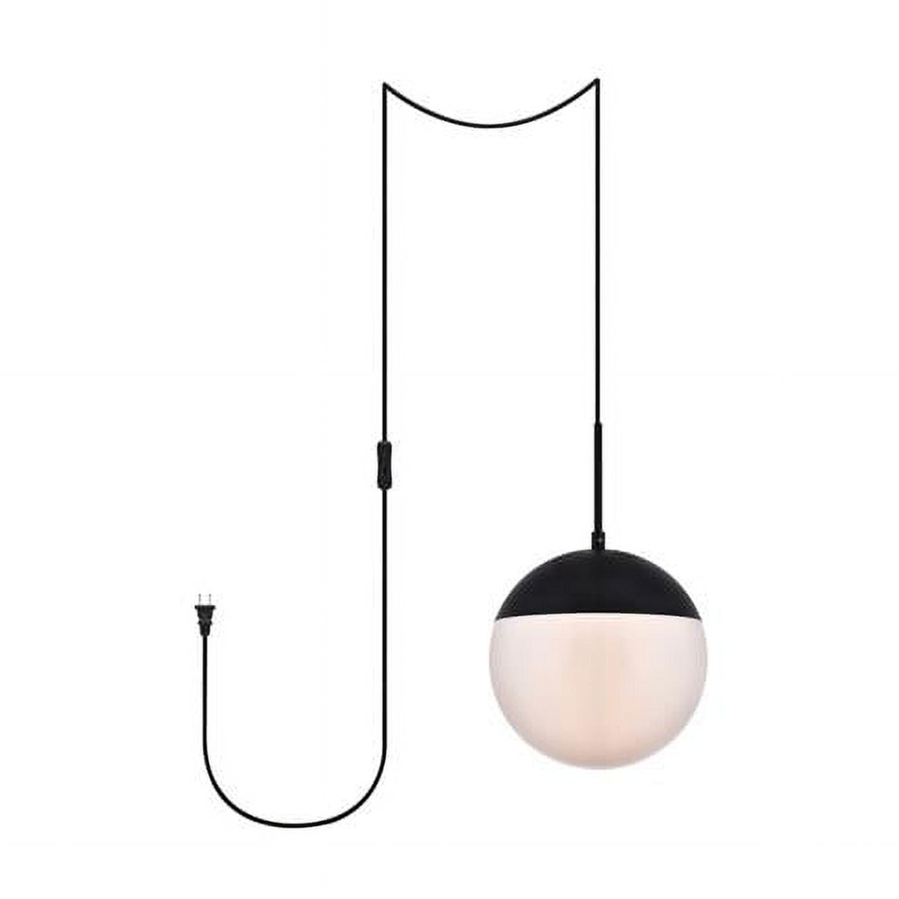 Eclipse Black and Frosted White Glass Plug-In Pendant