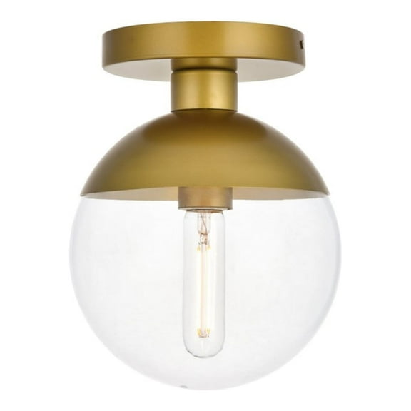 Eclipse 1 Light Brass Flush Mount With Clear Glass