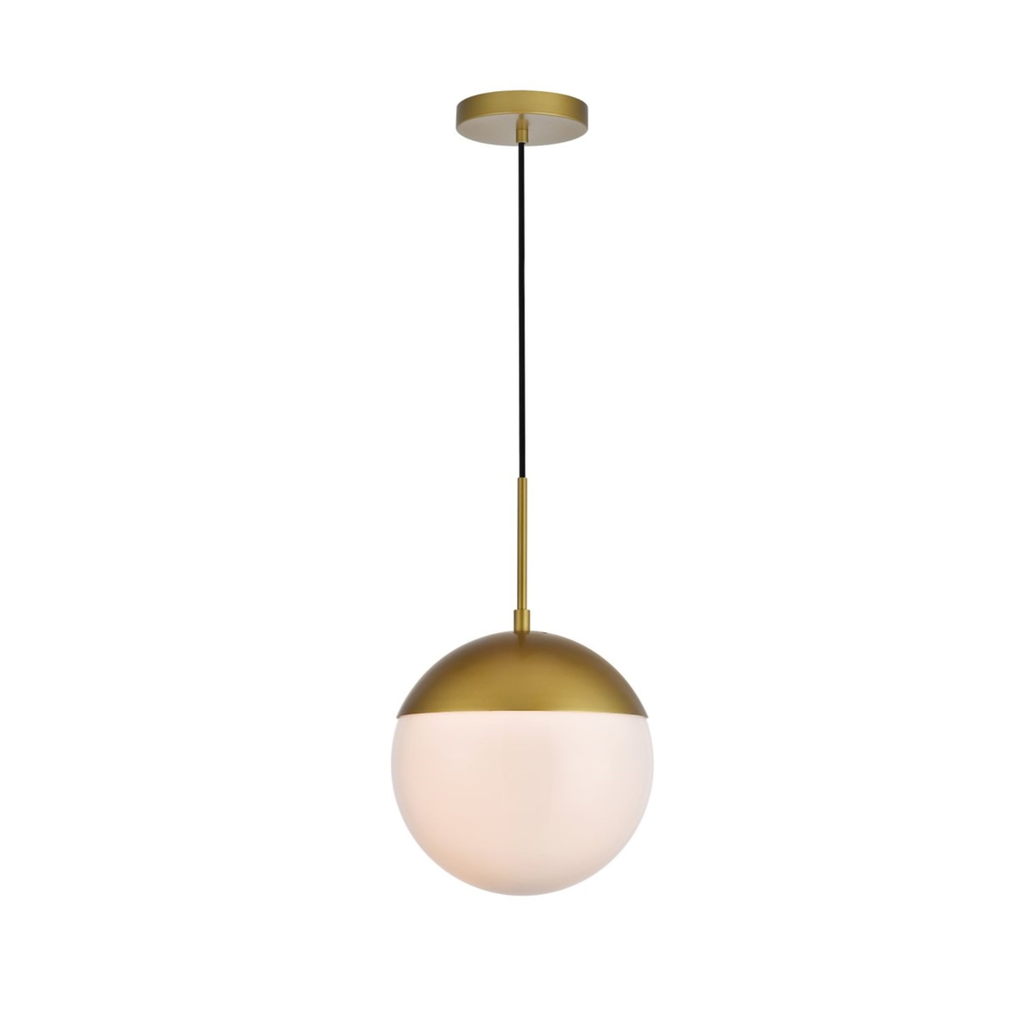 Elegant Brass Pendant Light with Frosted White Glass Shade