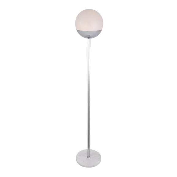 Eclipse 1 Light Chrome Floor Lamp With Frosted White Glass