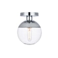 thumbnail image 1 of Eclipse 1 Light Chrome Flush Mount With Clear Glass, 1 of 7