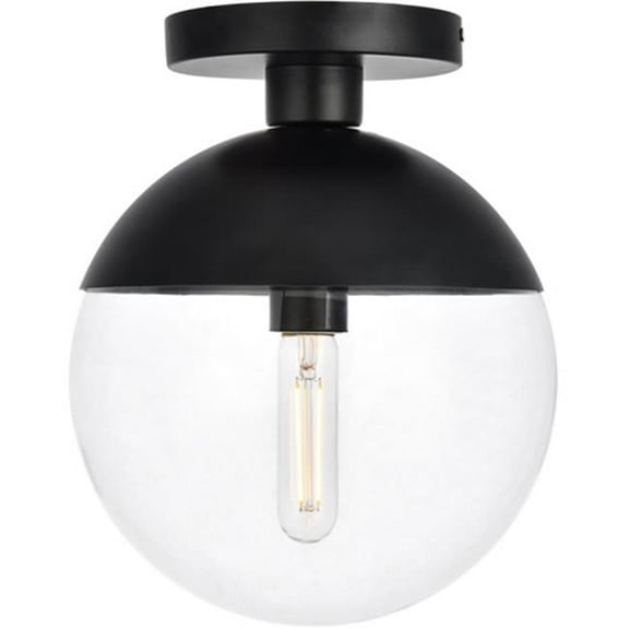 Eclipse 1 Light Flush Mount Ceiling Light with Clear Glass, Black