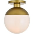 thumbnail image 1 of Eclipse 1 Light Flush Mount Ceiling Light with Frosted White Glass, Brass, 1 of 1