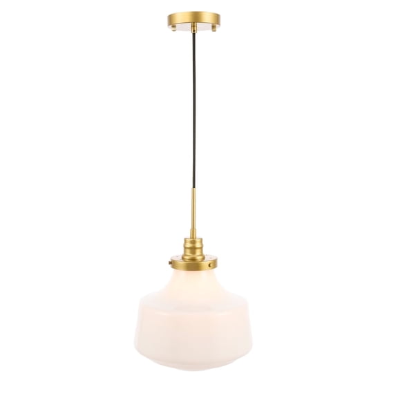 Eclipse 1 Light Pendant in Brass and frosted white glass