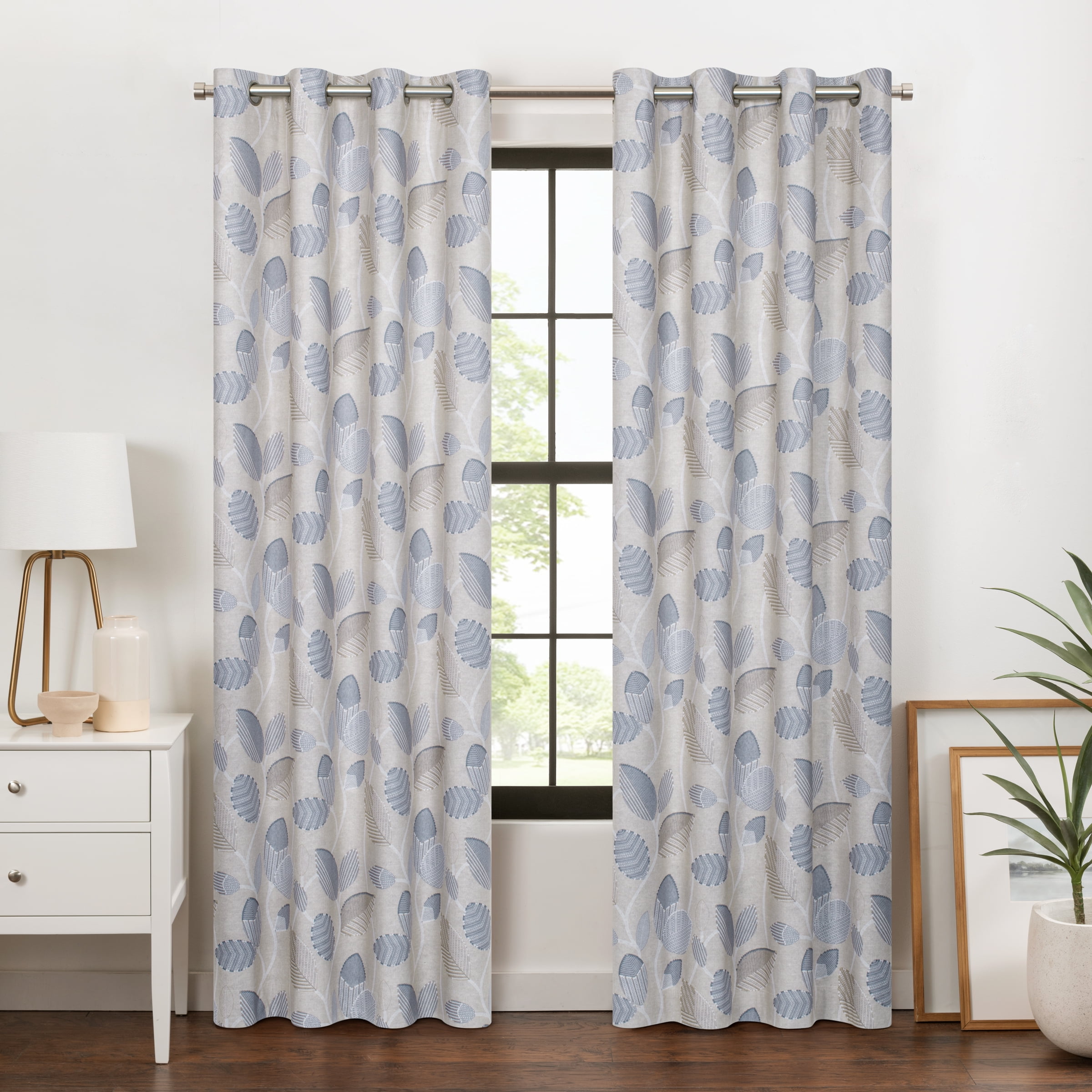 Sky Blue Polyester Blackout Grommet Window Panel