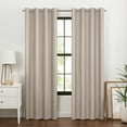 thumbnail image 1 of Eclipse 100% Blackout Curtain, Larissa Solid Grommet Curtain, 63 in Long x 50 in Wide, Textured, Sandstone, 1 of 10