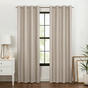 Eclipse 100% Blackout Curtain, Larissa Solid Grommet Curtain, 84 in Long x 50 in Wide, Textured, Sandstone