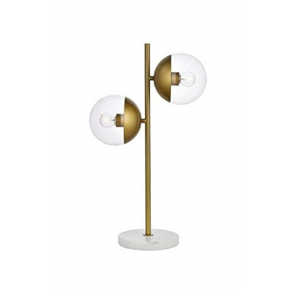 Eclipse 2 Lights Brass Table Lamp With Clear Glass