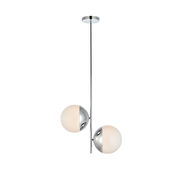 Eclipse 2 Lights Chrome Pendant With Frosted White Glass