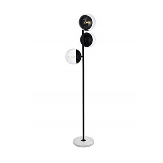 Eclipse 3 Lights Black Floor Lamp With Clear Glass