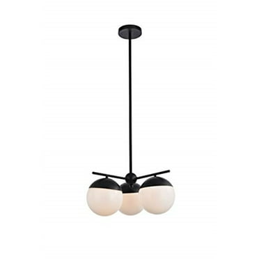 Eclipse 3 Lights Black Pendant With Frosted White Glass
