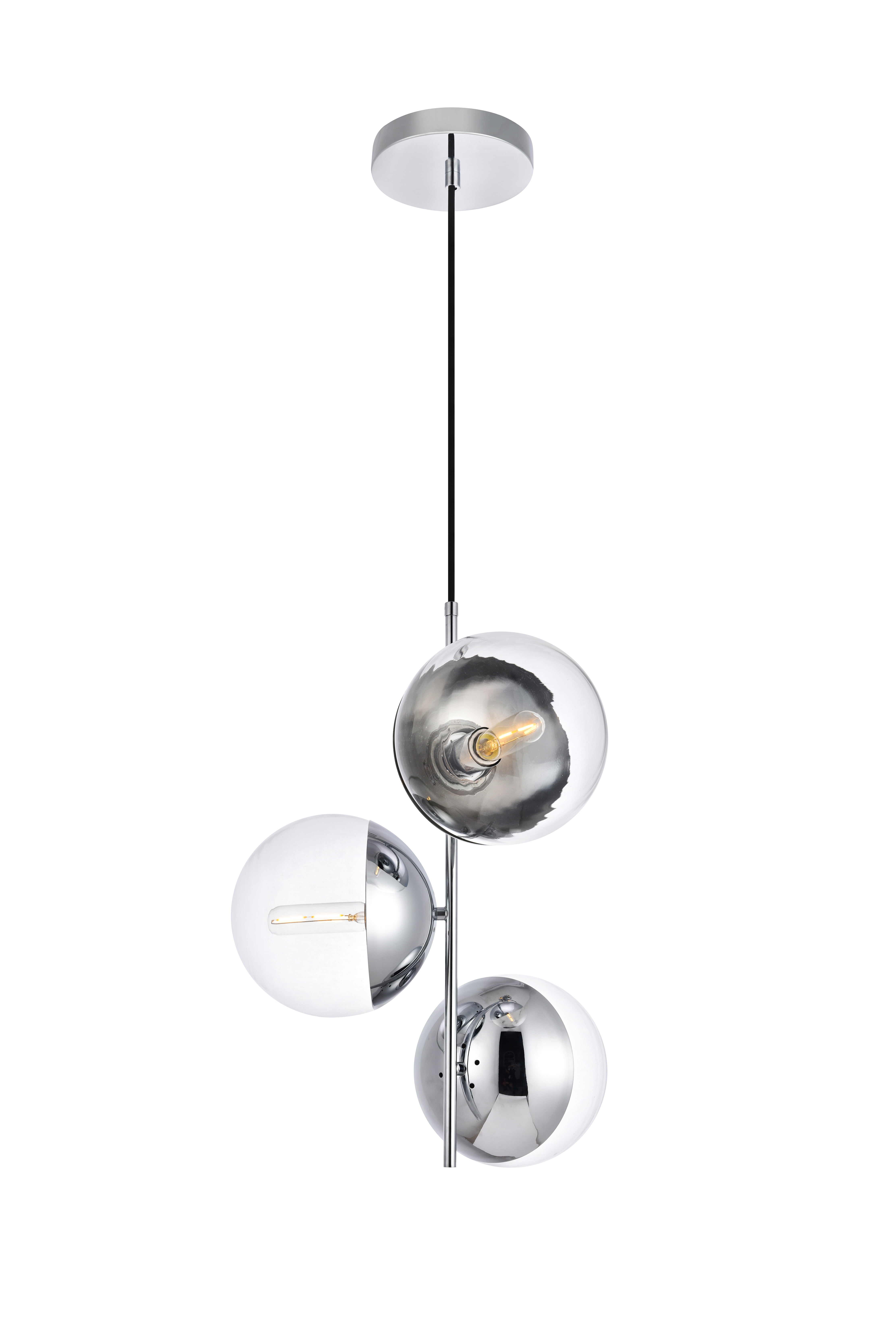 Eclipse 3-Light Chrome Pendant with Clear Glass Spheres