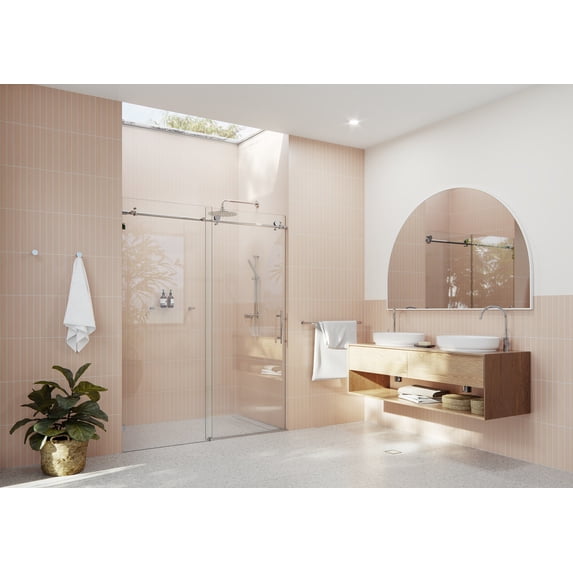 Eclipse 48 in. x 78 in. Fully Frameless Glass Sliding Shower Doors