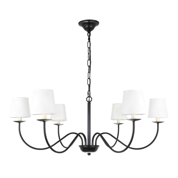 Eclipse 6 light Black and White shade chandelier