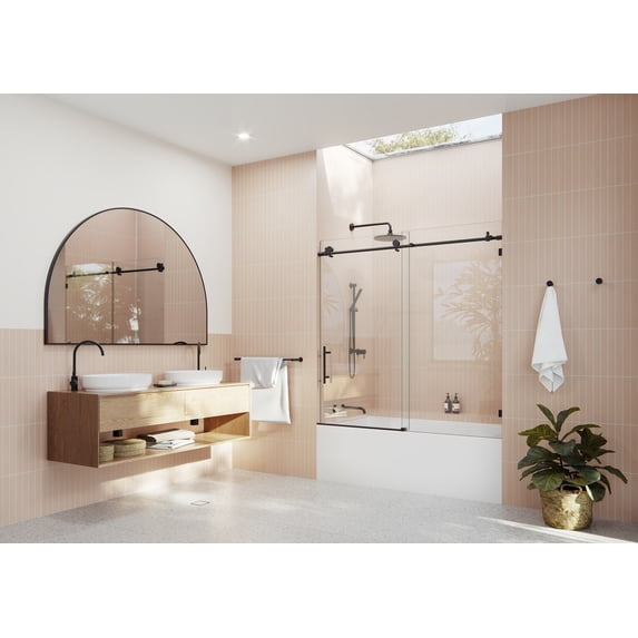 Eclipse 60 in. x 60 in. Fully Frameless Glass Bath Sliders