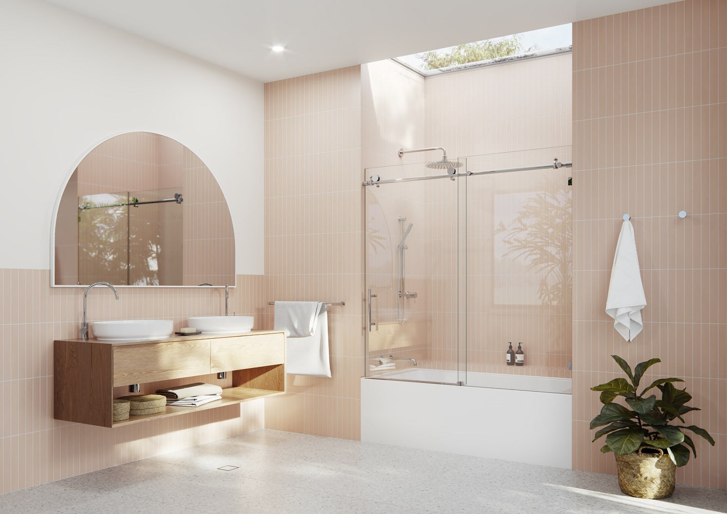 Eclipse 60 in. Frameless Sliding Bathtub Door with Chrome Finish