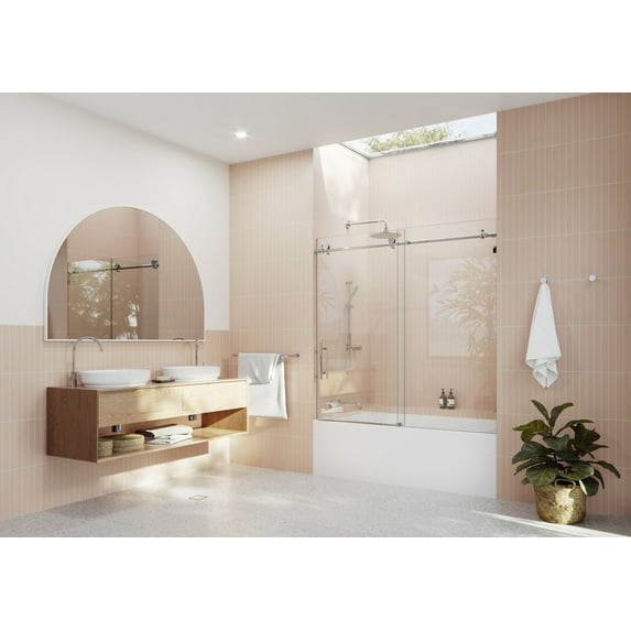 Eclipse 60 in. x 60 in. Fully Frameless Glass Bath Sliders