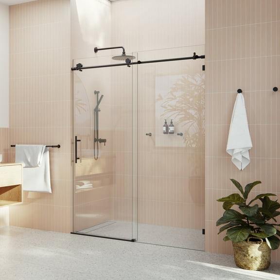 Eclipse 60 in. x 78 in. Fully Glass Sliding Shower Doors