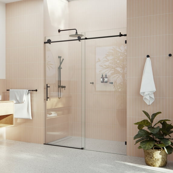 Eclipse 60 in. x 78 in. Fully Glass Sliding Shower Doors