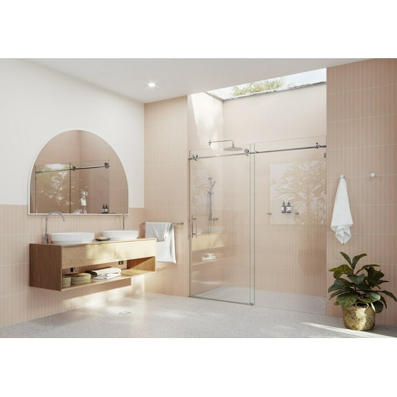 Eclipse 68 in. x 78 in. Fully Frameless Glass Sliding Shower Doors