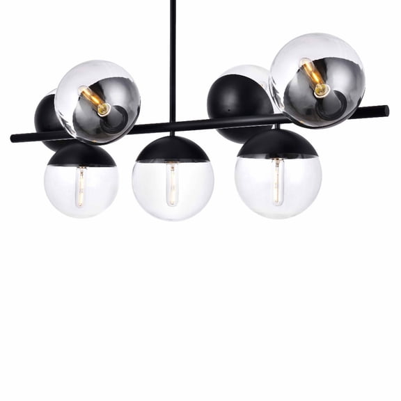 Eclipse 7 Lights Black Pendant With Clear Glass