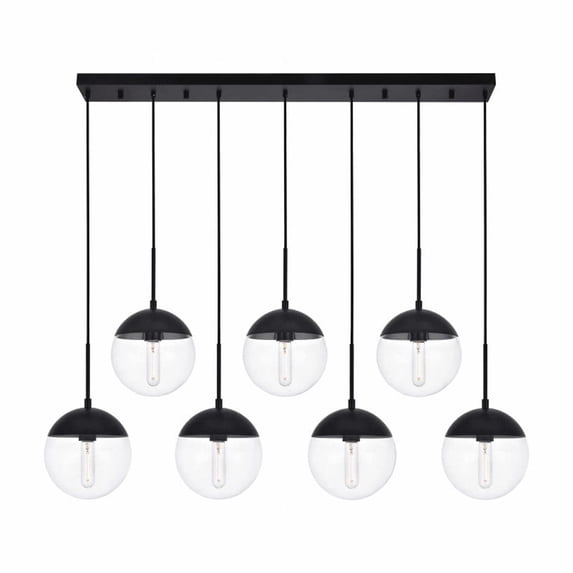 Eclipse 7 Lights Black Pendant With Clear Glass