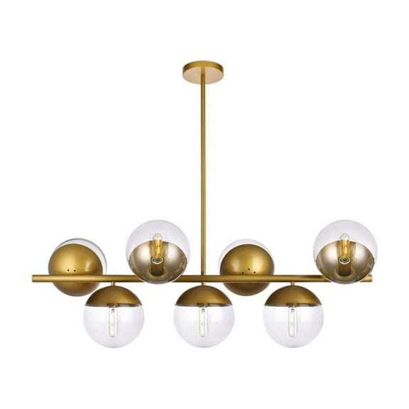 Eclipse 7 Lights Brass Pendant With Clear Glass