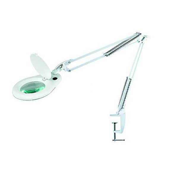 Eclipse 902-109 5" Diameter Magnifier Workbench Lamp with Bench Clamp, White - 902-109