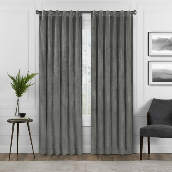 Eclipse Absolute Zero Harper Absolute Zero 100% Blackout 50 x 63 Curtain Panel in Charcoal