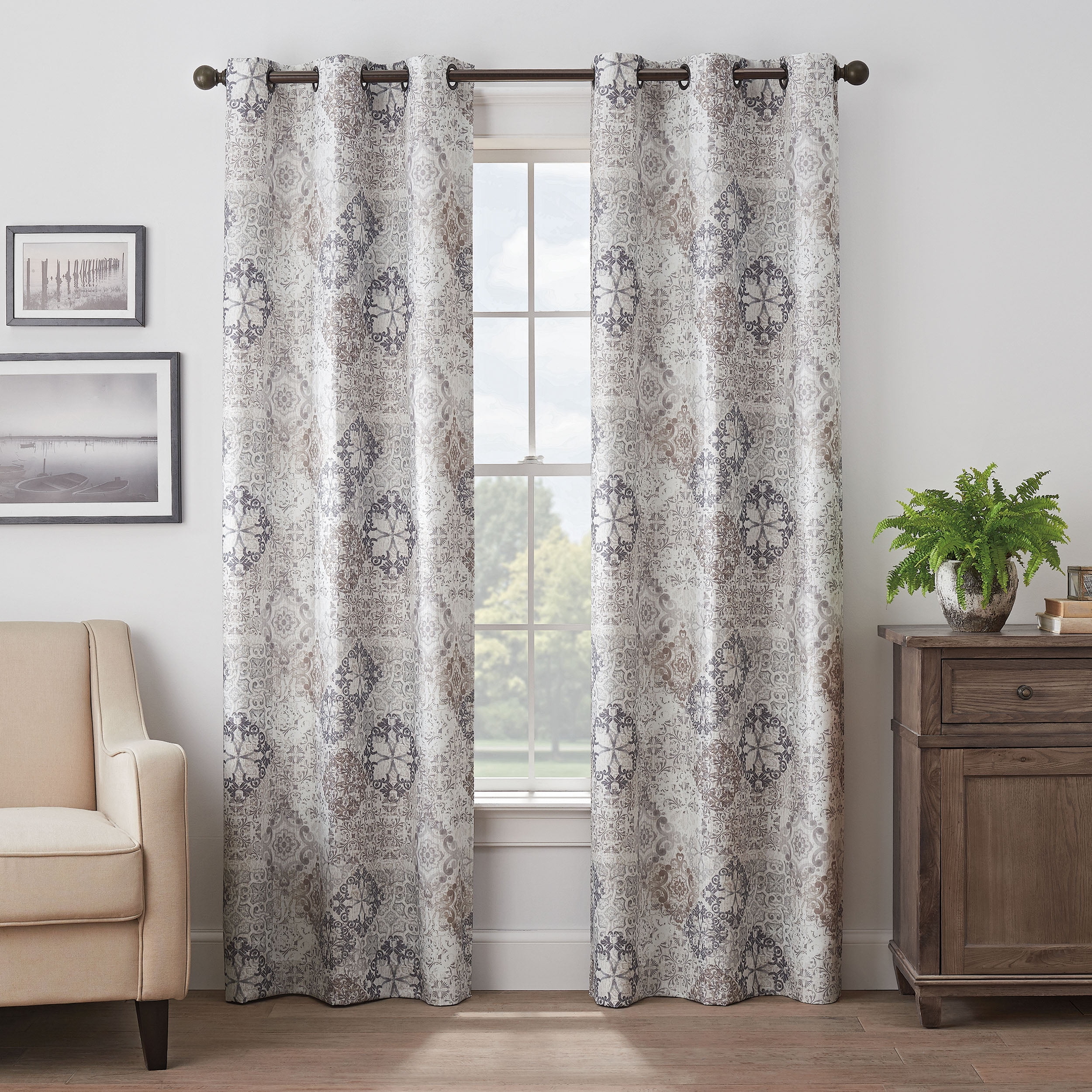 Eclipse Absolute Zero Martina Medallion Absolute Zero 100% Blackout 40 x 95 Curtain Panel in Taupe