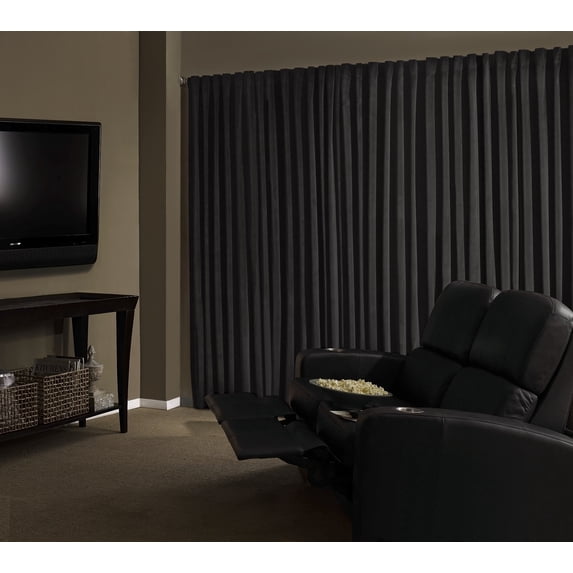 Eclipse Absolute Zero Velvet 100% Solid Blackout Home Theater Curtain Panel, Black, 50x84