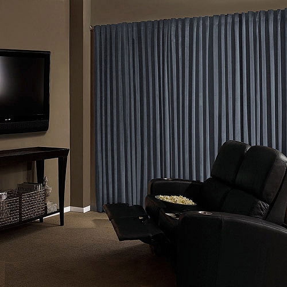 Eclipse Absolute Zero Velvet 100% Solid Blackout Home Theater Curtain Panel, Blue, 50x63