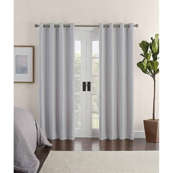 Eclipse Allure Chevron Draft Stopper, 100% Blackout Grommet Top Curtain Panel, Gray, 50 x 95