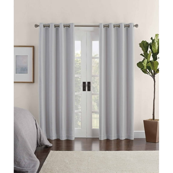 Eclipse Allure Chevron Draft Stopper, 100% Blackout Grommet Top Curtain Panel, Gray, 50 x 95