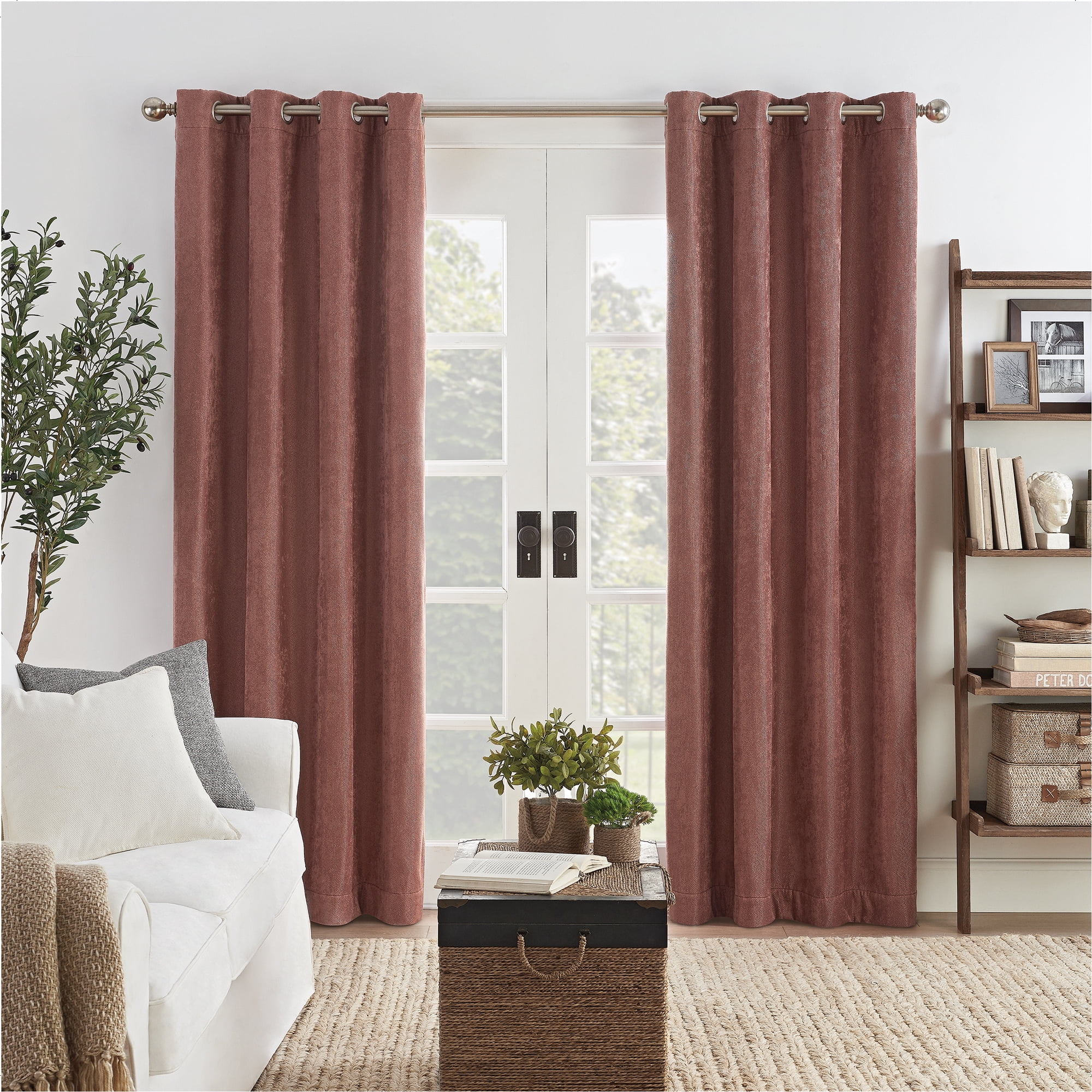 Eclipse Allure Draft Stopper, 100% Blackout Grommet Top Curtain Panel, Blush Pink, 50 x 63