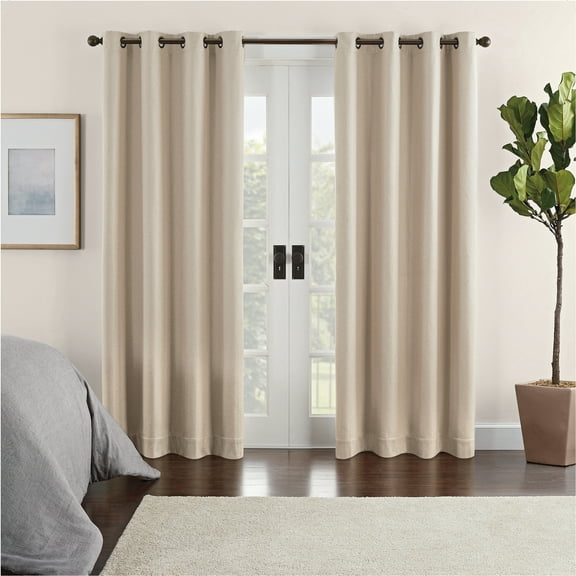 Eclipse Ambiance Chevron Draft Stopper 100% Blackout Grommet 50 x 108 Curtain Panel in Taupe