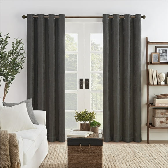 Eclipse Ambiance Draft Stopper 100% Blackout Grommet 50 x 108 Curtain Panel in Charcoal
