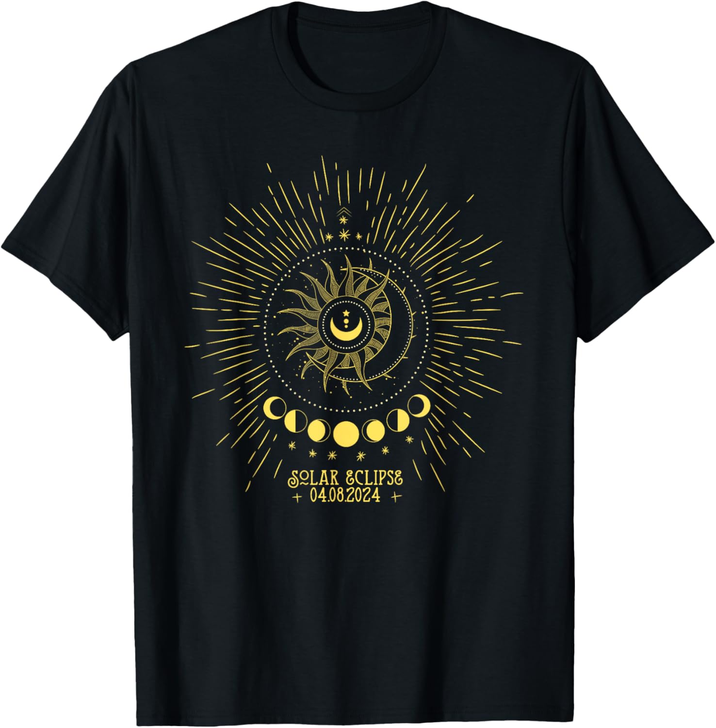 Eclipse April 8 2024 Boho Celestial Moon Phases Totality TShirtXL