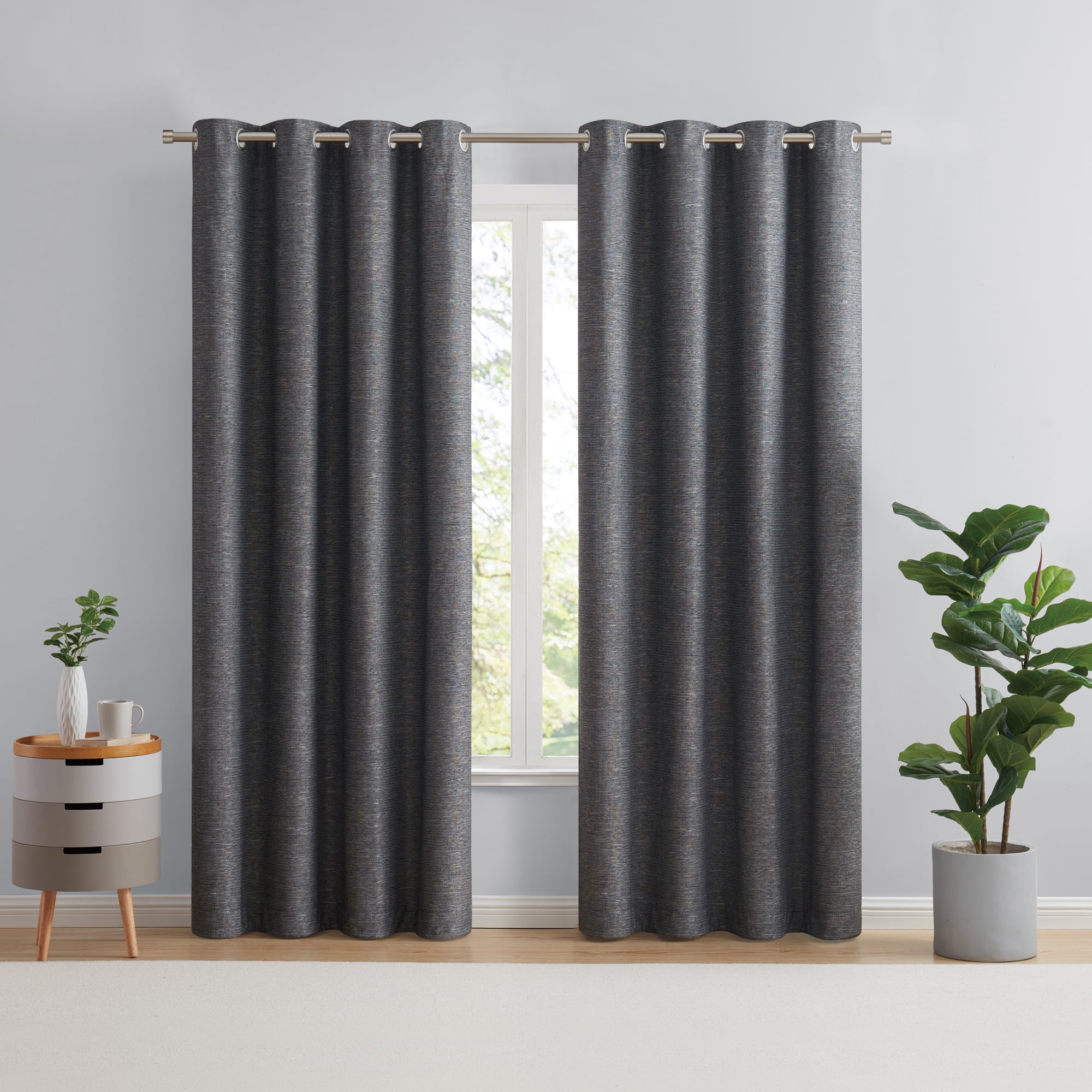 Eclipse Auden Traditional Black Grommet Blackout Single Curtain Panel, 52" x 84"