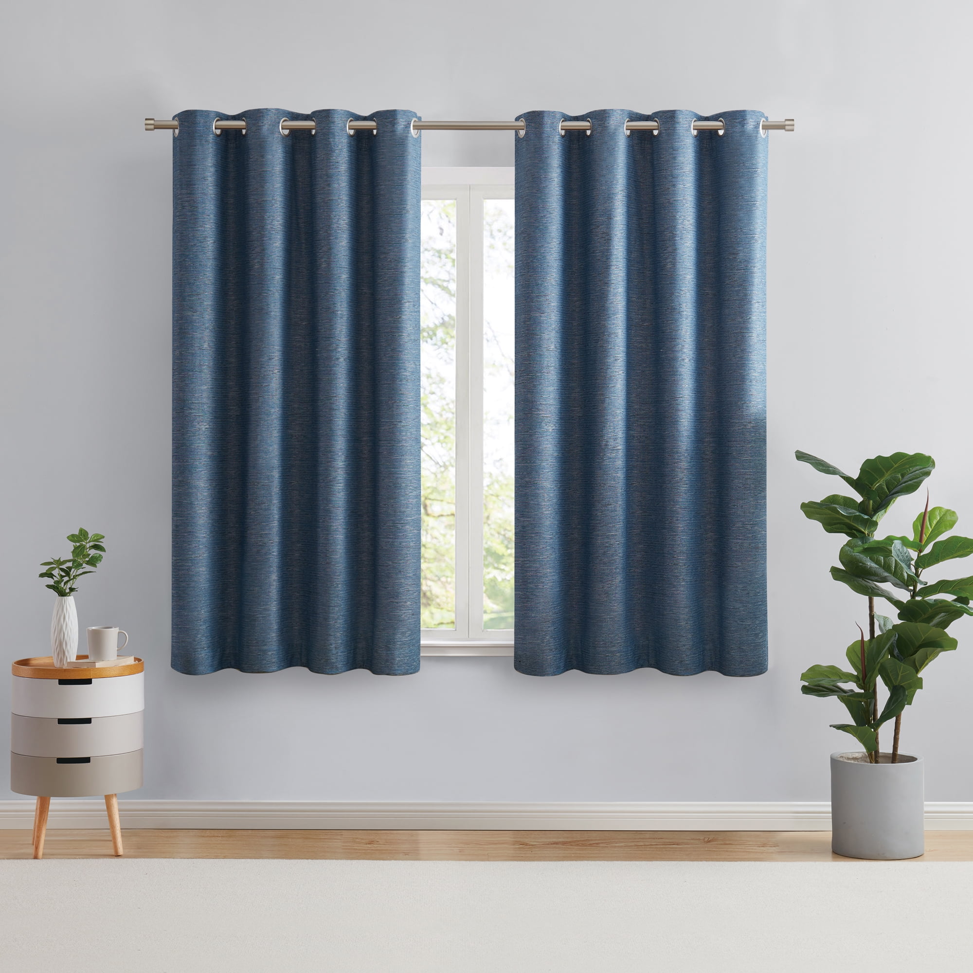 Eclipse Auden Traditional Blue Grommet Blackout Single Curtain Panel, 52" x 63"