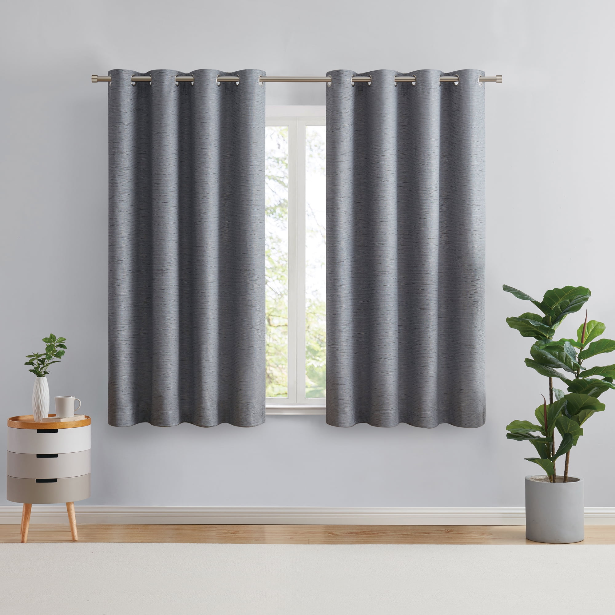 Eclipse Auden Traditional Grey Grommet Blackout Single Curtain